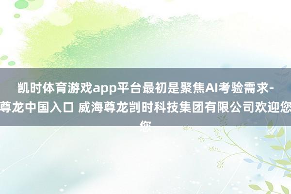 凯时体育游戏app平台最初是聚焦AI考验需求-尊龙中国入口 威海尊龙剀时科技集团有限公司欢迎您