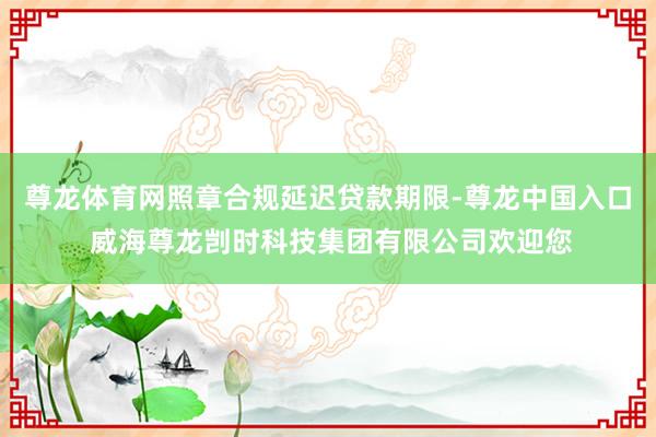 尊龙体育网照章合规延迟贷款期限-尊龙中国入口 威海尊龙剀时科技集团有限公司欢迎您