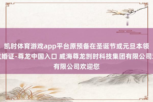 凯时体育游戏app平台原预备在圣诞节或元旦本领领取成婚证-尊龙中国入口 威海尊龙剀时科技集团有限公司欢迎您